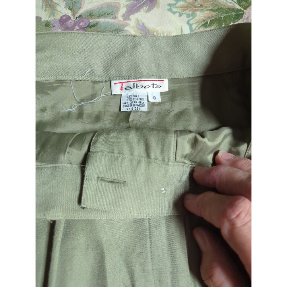 Talbots Vintage Silk Blend Sage Green Pleated Maxi Skirt Size 8 Minimalist Glam - Picture 9 of 10